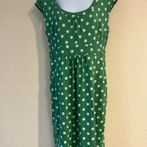 Boden Green Midi Dress with White Dots